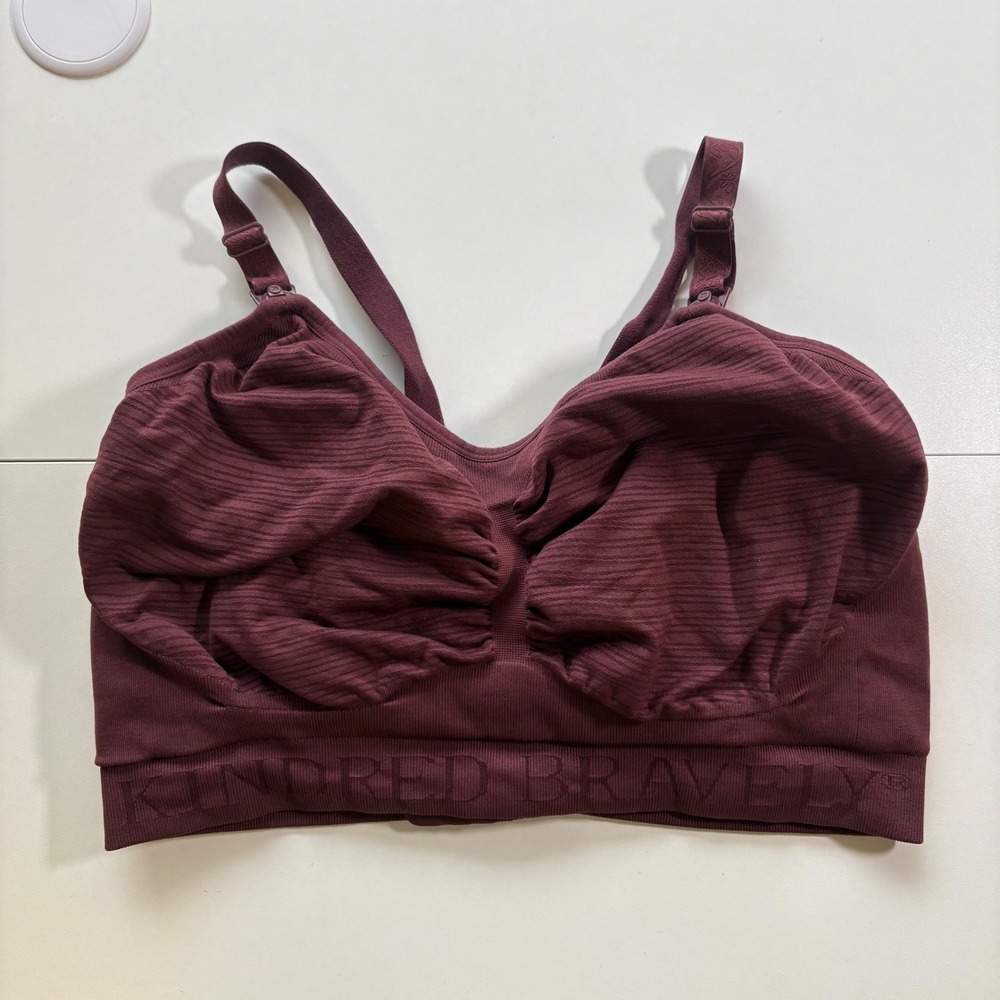 Kindred Bravely Nursing Maternity Bra Burgundy Ribbed Seamless Comfort 1x